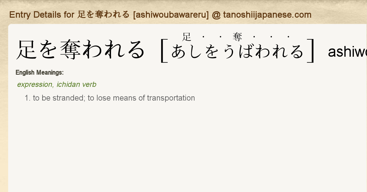 Entry Details For 足を奪われる Ashiwoubawareru Tanoshii Japanese