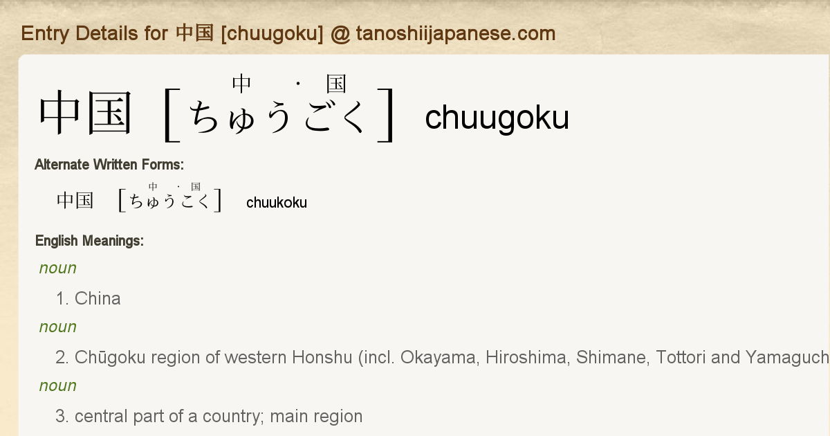 What Chuugoku means?