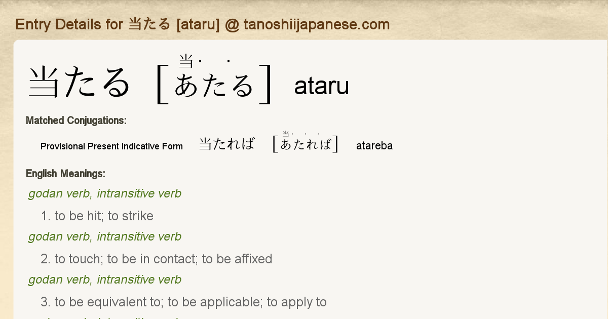 Entry Details For 当たれば Atareba Tanoshii Japanese