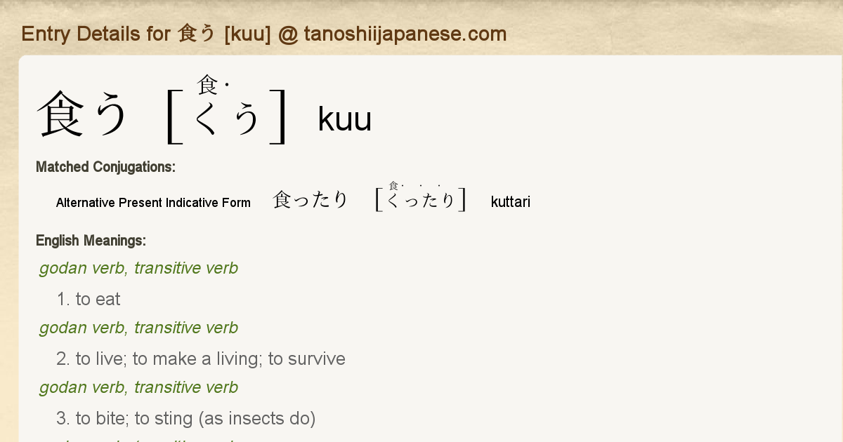 Entry Details For 食ったり Kuttari Tanoshii Japanese